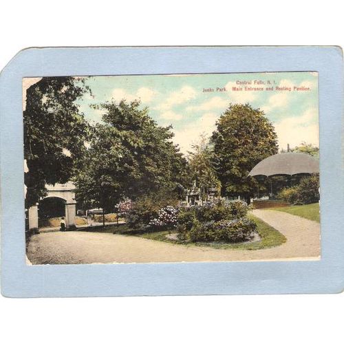 Rhode Island Central Falls Jenks Park Main Entrance & Resting Pavillion~236