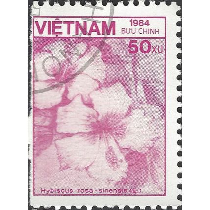 VIETNAM, FLOWER, Hibsicus, rosa Sinensis, mauve 1984, 50xu