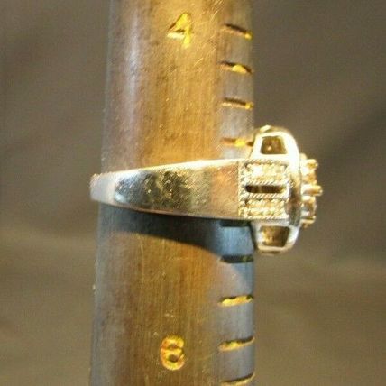 CHAMPAGNE & WHITE DIAMONDS 14k WHITE GOLD RING Size 5 IJDN Interjewel USA