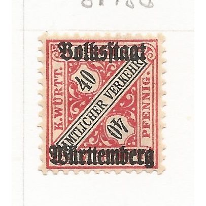 Wurttemberg 1919 40pf black & red Official, mint. SG O242