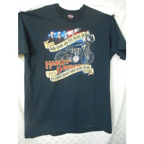 T Shirt Harley Davidson Four Score Ten Years Ago 3XL Heritage Cycles Ft Walton B