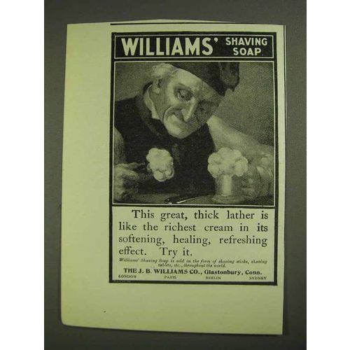 1903 Williams' Shaving Soap Ad - Great, Thick Lather