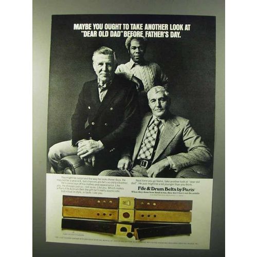 1971 Paris Fife & Drum Belts Ad - Look at Dear Old Dad