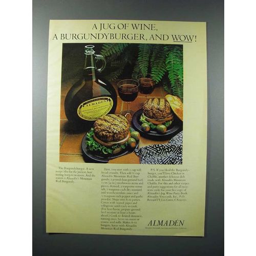 1977 Almaden Mountain Red Burgundy Wine Ad - Burger