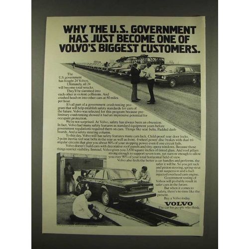 1976 Volvo Car Ad - U.S. Government Biggest Customers