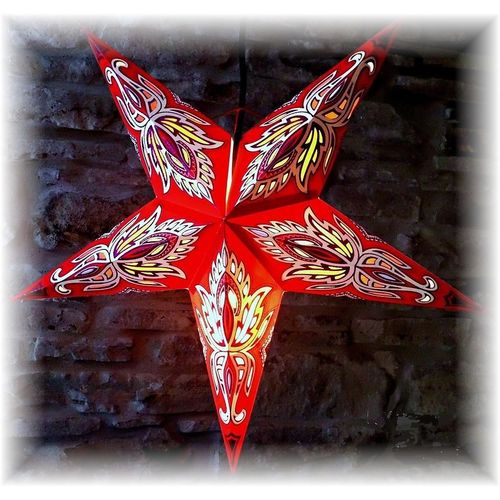 Leuchtstern, Papierstern, Ø60cm,rot, tolle Verzierungen,Sternen-Laterne, Fenster