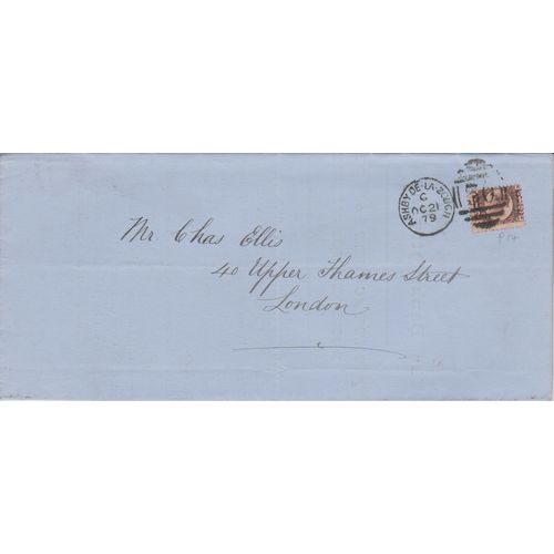 GB 1879 halfpenny bantam plate 14 cover 21 October