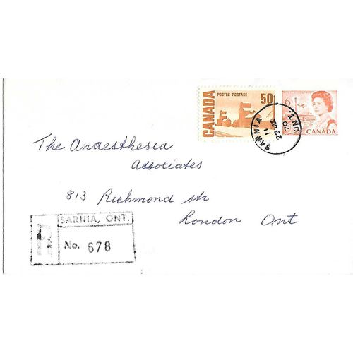 Canada #EN86 Elizabeth II Centennial Postal Envelope USED 1970 REGISTERED