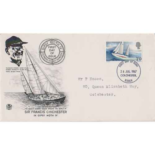 GB 1967 Gypsy Moth FDC Colchester postmark
