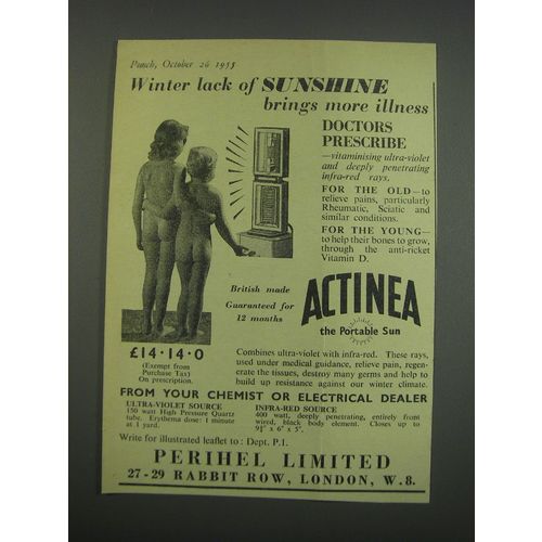 1955 Perihel Actinea Light Ad - Winter lack of sunshine brings more illness