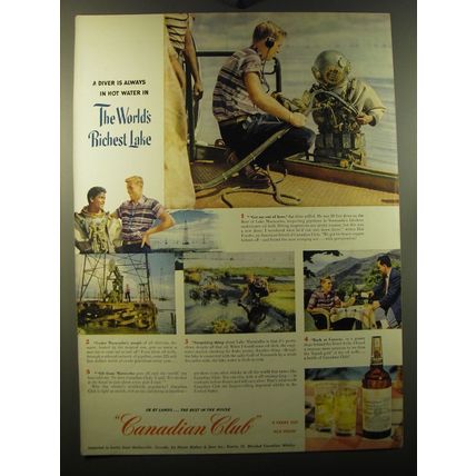 1950 Canadian Club Whisky Ad - A diver is always in hot water in the world's