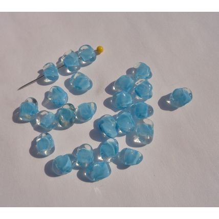 24 Vintage Blue Givre Twist Glass Beads Oblong 9-12mm Crafting Jewelry bd085