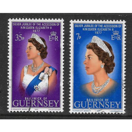 GUERNSEY 1977 SILVER JUBILEE SG 149 / 150 SET 2 VALS FINE USED