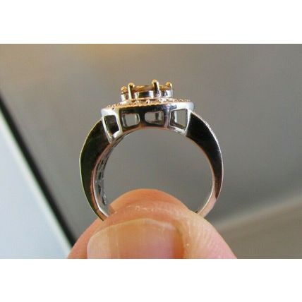 CHAMPAGNE & WHITE DIAMONDS 14k WHITE GOLD RING Size 5 IJDN Interjewel USA