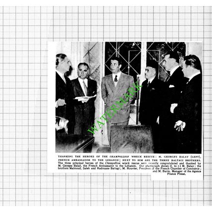 CHAMPOLLION Ship Wreck Heroes Georges Balay Baltagi Rouvier - 1953 Cutting