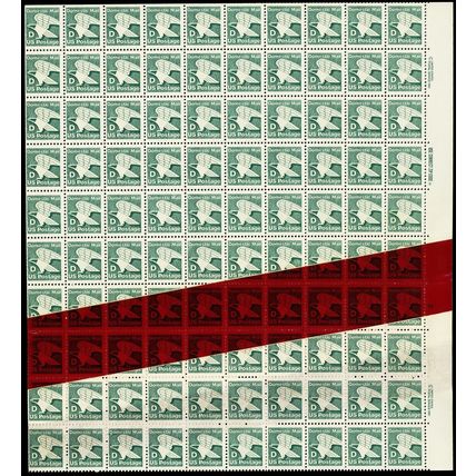 2111, Red Tape Splice on "D" Stamp Sheet of 100 Scarce! - Stuart Katz