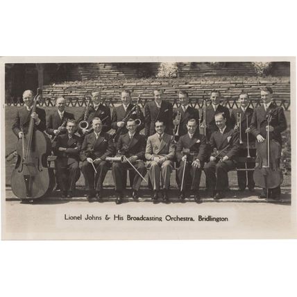 Lionel Johns & His Bridlington Brass Band Orchestra FULLY HAND SIGNED Postcard
