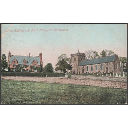 Forton Church and Hall, Newport, Staffordshire, 1907 - Valentine's Postcard