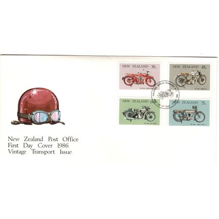 New Zealand 1986 Vintage Transport,Motorcycles , First Day cover