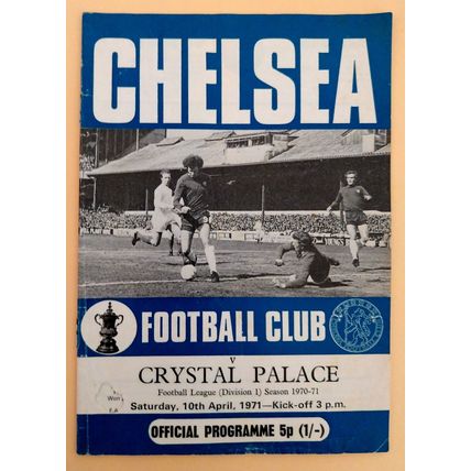 Football programme 1971 Chelsea versus Crystal Palace