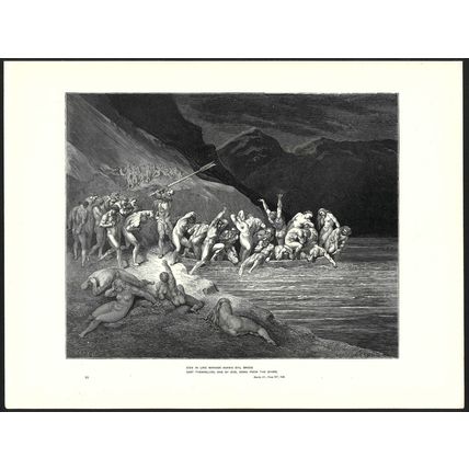 EMBARKATION OF THE SOULS 1903 Gustave Doré - Dante Alighieri ANTIQUE ENGRAVING