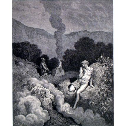CAIN AND ABEL OFFERING THEIR SACRIFICES 1885 Gustave Doré ANTIQUE ENGRAVING