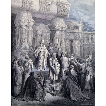 CYRUS RESTORING THE VESSELS OF THE TEMPLE 1885 Gustave Doré ANTIQUE ENGRAVING