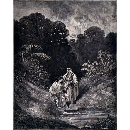DAVID AND JONATHAN 1885 Gustave Doré Louis Paul Pierre Dumont ANTIQUE ENGRAVING