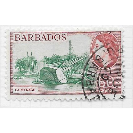 BARBADOS 1953 QE2 60c CAREENAGE USED SG299 299 SG