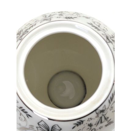 Vintage Tea Pot K-600 White Porcelain 25th Anniversary Floral Silver Trim Japan