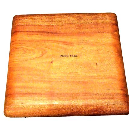 Hawaiian & English Anniversary Prayer Monkey Pod Burnt Carved 12 In. Tray Signed