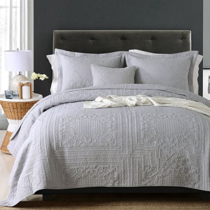 3pcs Reversible Quilt Set Egyptian Cotton Bedspreads Lightweight