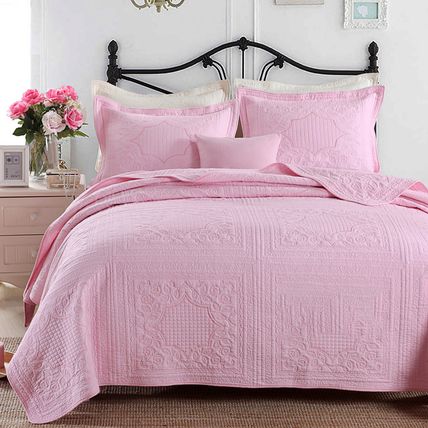 3pcs Reversible Quilt Set Egyptian Cotton Bedspreads Lightweight