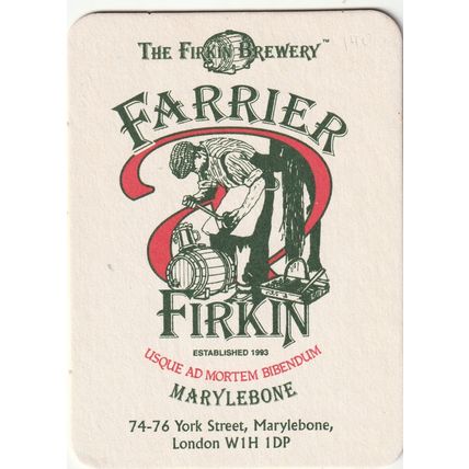 BEER MAT - FIRKIN BREWERY - FARRIER FIRKIN - (Cat 140) - (1997)
