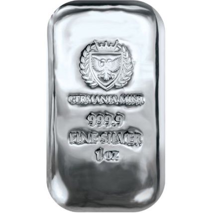 Silver Hand-Poured Bullion Bar 1 troy oz GERMANIA MINT .999