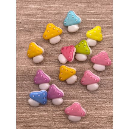 15mm Toadstool Mushroom Shank Buttons Mixed Colours Crafts Knitting Sewing