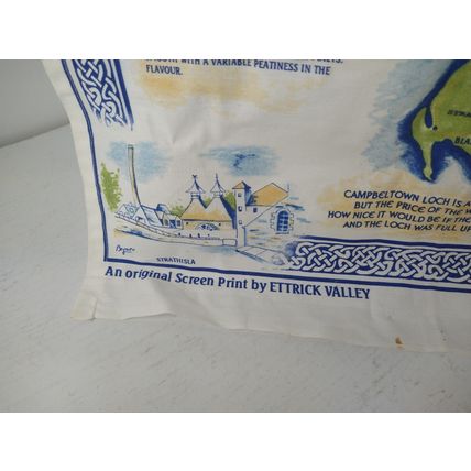Scotland Land Of Whiskey Cotton Tea Towel Hanging Ettrick Valley Original Print