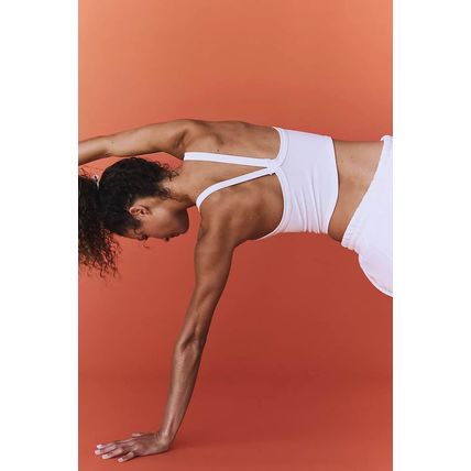 White Athletic Ribbed Cropped Cami Top