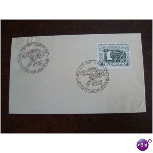 Poland 1965 Monte Carlo Rally special event cover cars hand stamp Poznan