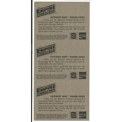 STAR WARS ' VINTAGE ' BURGER KING 36 card set ' (1977 )