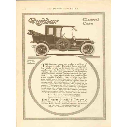 thomas b jeffery company 1911 rambler closed cars delight vintage ad
