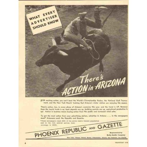 phoenix republic gazette 1947 newspaper action in arizona vintage ad