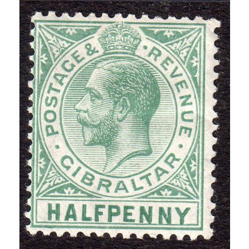 1912 Gibraltar Sg76a 1/2d Yellow-Green m/mint (G24)
