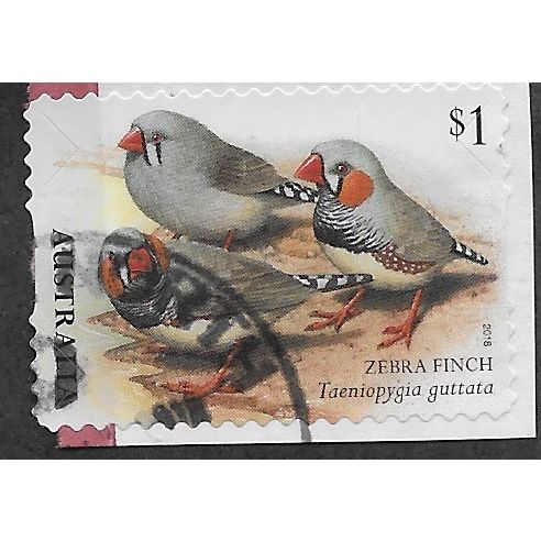 AUS 2018 $1.00 (S/A) 'BIRDS -FINCHES -ZEBRA' ON PAPER FINE USED (EBID25-880)
