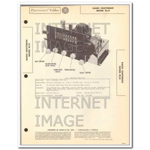 RADIO CRAFTSMEN model RC-8 AM FM radio tuner Sams Photofact manual