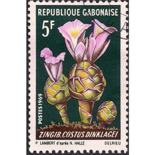 GABON, FLOWERS, Zing Costus Dinklagei, dark green 1969, 5f
