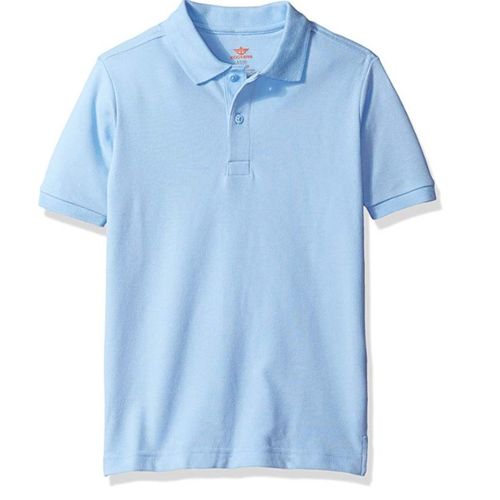 Dockers Little Boys' Uniform Short Sleeve Pique Polo, Light Blue, Large/7