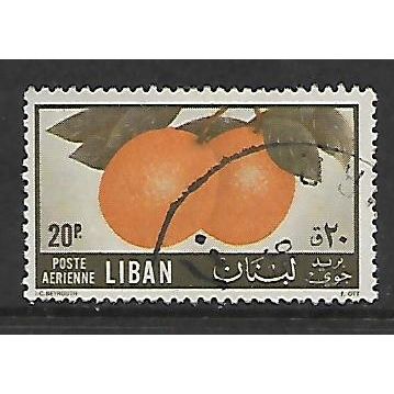 LEBANON 1955 20p ORANGE & BROWN ORANGES SG 543 FINE USED#