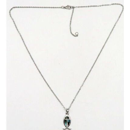 Ichthys Paua Shell Pendant with Cross Detail on a Necklace Gift Christian Jesus