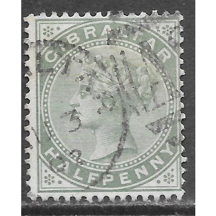 GIBRALTAR 1898 QV SG39 GREY GREEN HALFPENNY USED